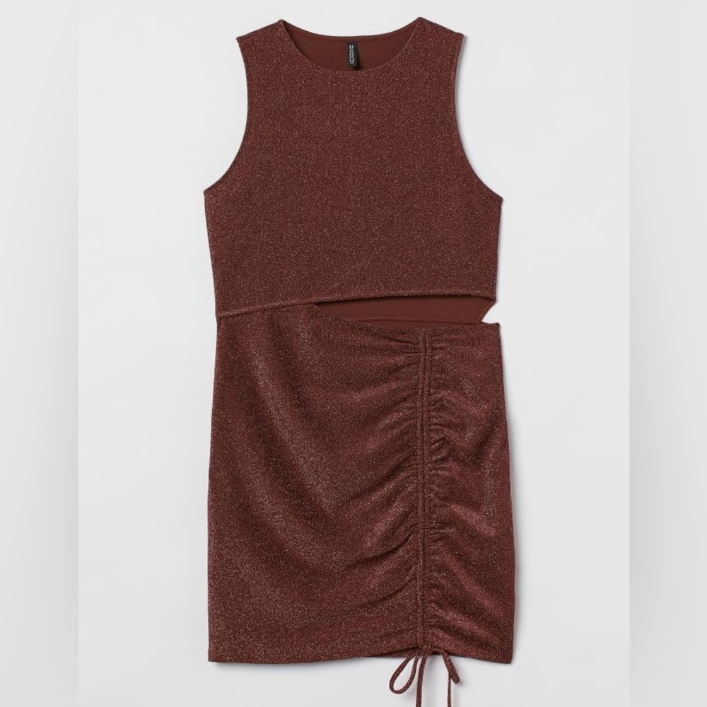 Brown Glitter Dress with Cut Out